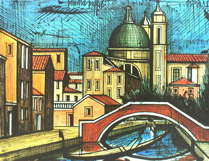 楽天市場】絵画 ビュッフェ オグニサンティ運河 シルクスクリーン刷