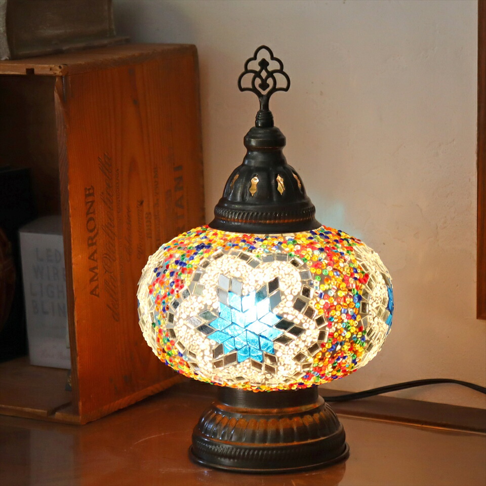 楽天市場】トルコランプ モザイクテーブルランプ 大きめのガラス 直径