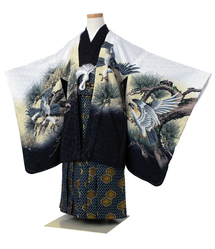 楽天市場】七五三 着物 男の子 五歳 13点フルセット 風 鷹 松 白