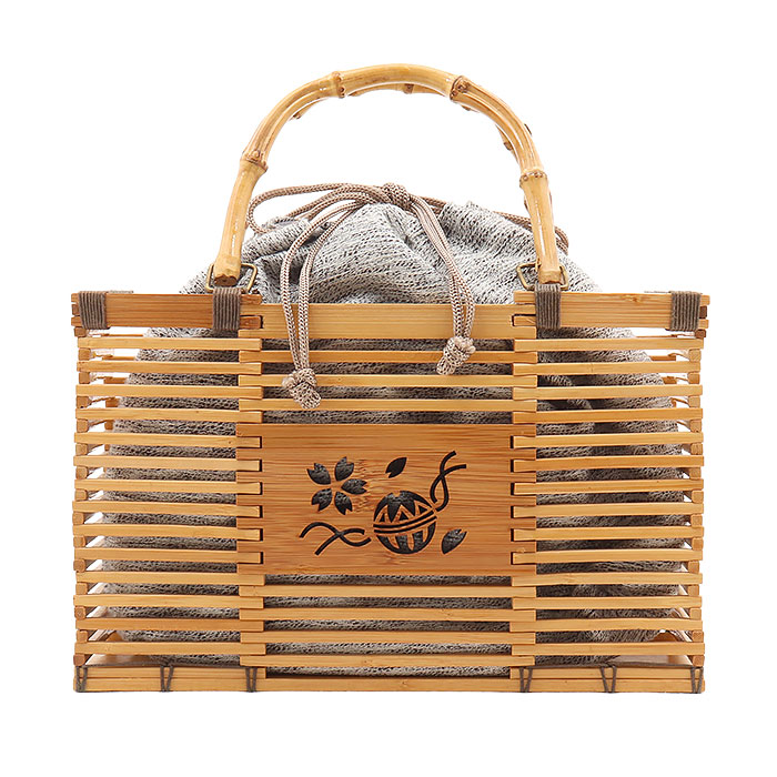 楽天市場】かごバッグ 竹かご巾着 竹製バッグ かご巾着 レディース