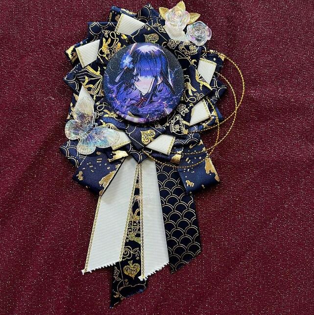 楽天市場】58-65mm缶バッジ用 豪華ロングロゼット ネイビーブルー