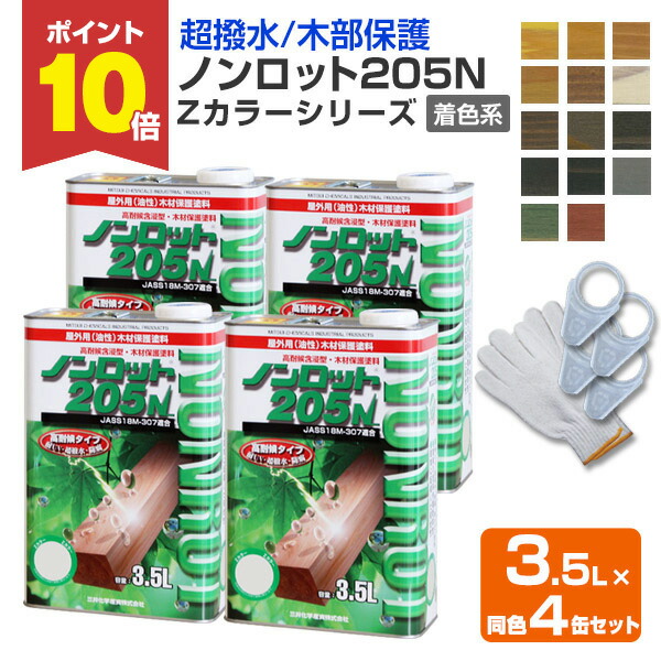 楽天市場】【P10倍！】 ノンロット205N Zカラー 着色系 3.5L×同色4缶