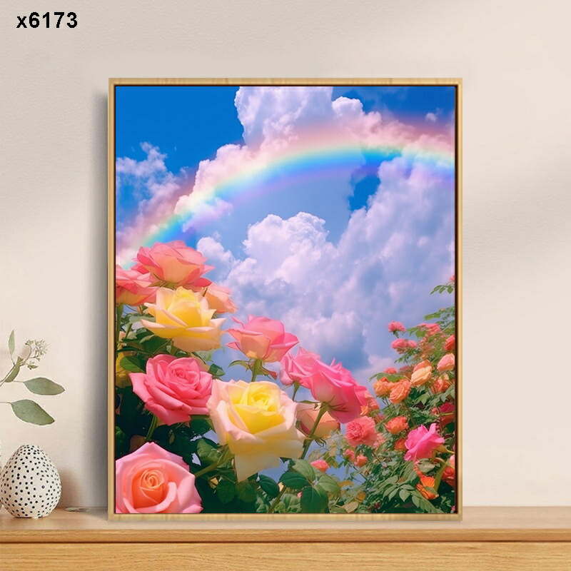 楽天市場】数字油絵 薔薇の庭 塗り絵 油絵セット 工具付き 内枠付き