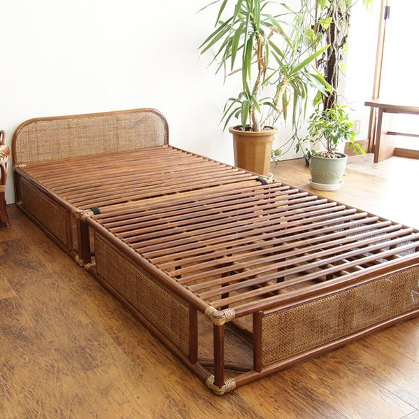 楽天市場】ラタンベッド フレーム シングル 籐 寝室 籐製ベッド 軽量