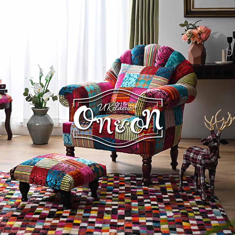 楽天市場】ソファ 1人掛け 一人掛け 肘付き チェア 椅子 パッチワーク