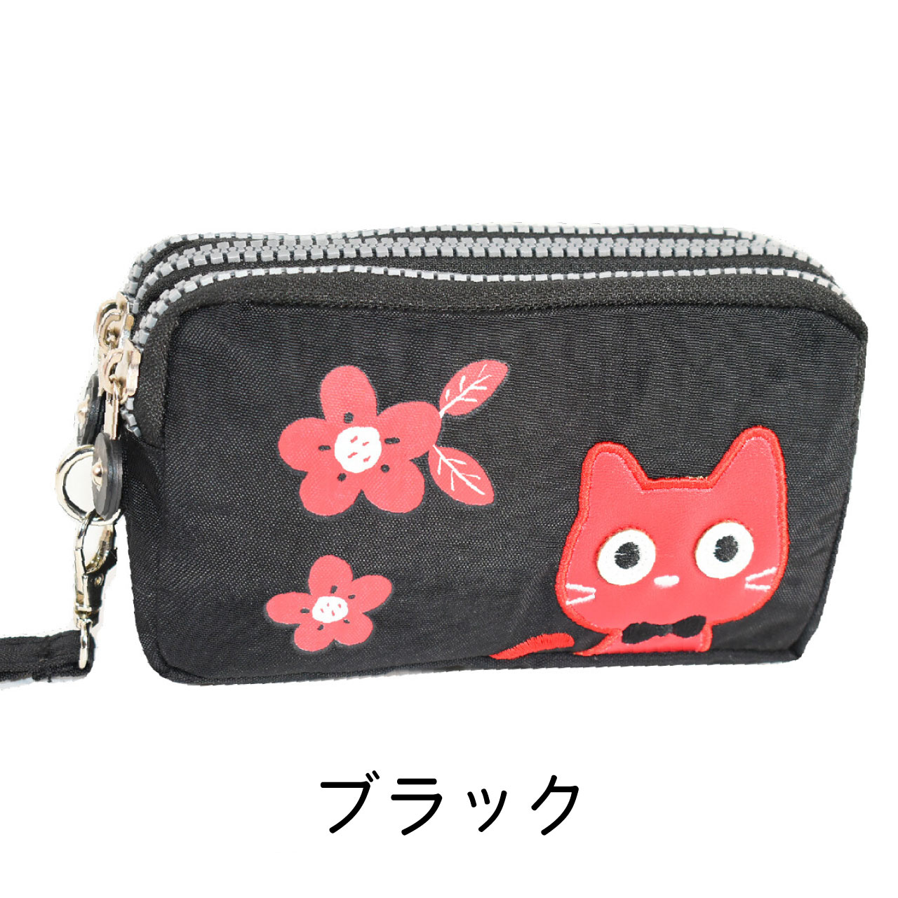 楽天市場】猫ちゃんポーチ 3ポケット 大容量 軽量 化粧ポーチ 猫 お花