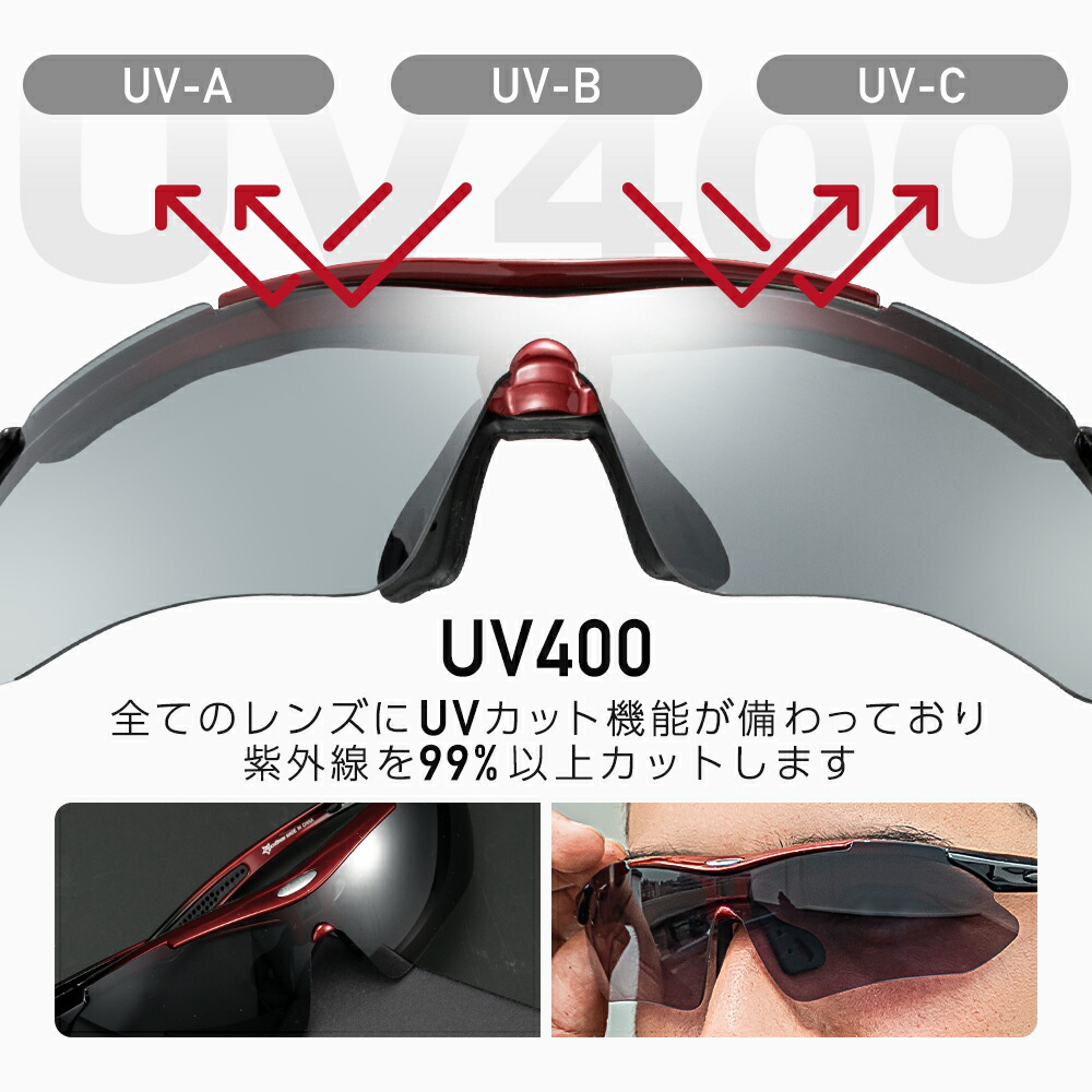 楽天市場】【ランキング1位】スポーツサングラス 交換レンズ5枚セット