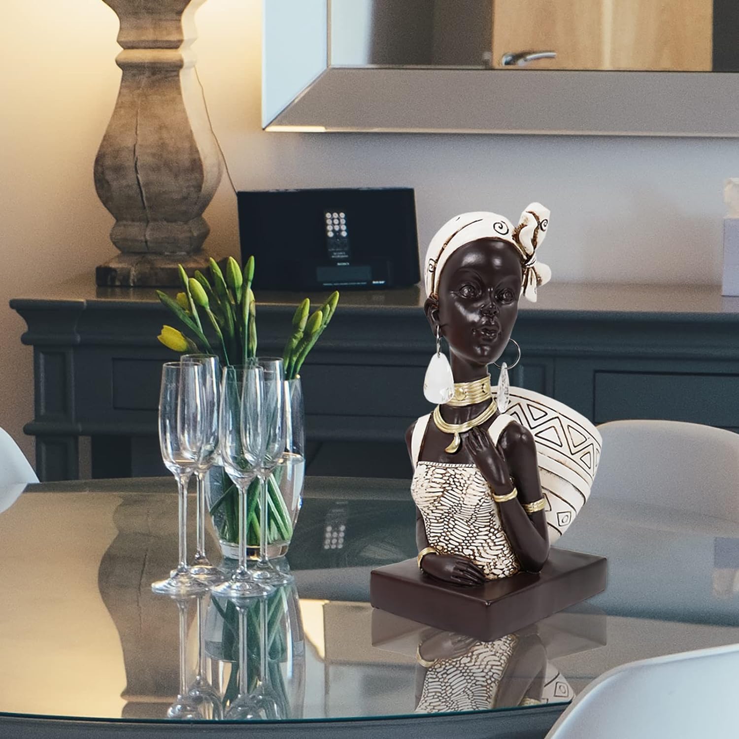 楽天市場】アフリカの女性彫像 リビングルーム彫刻装飾 26cmアフリカの