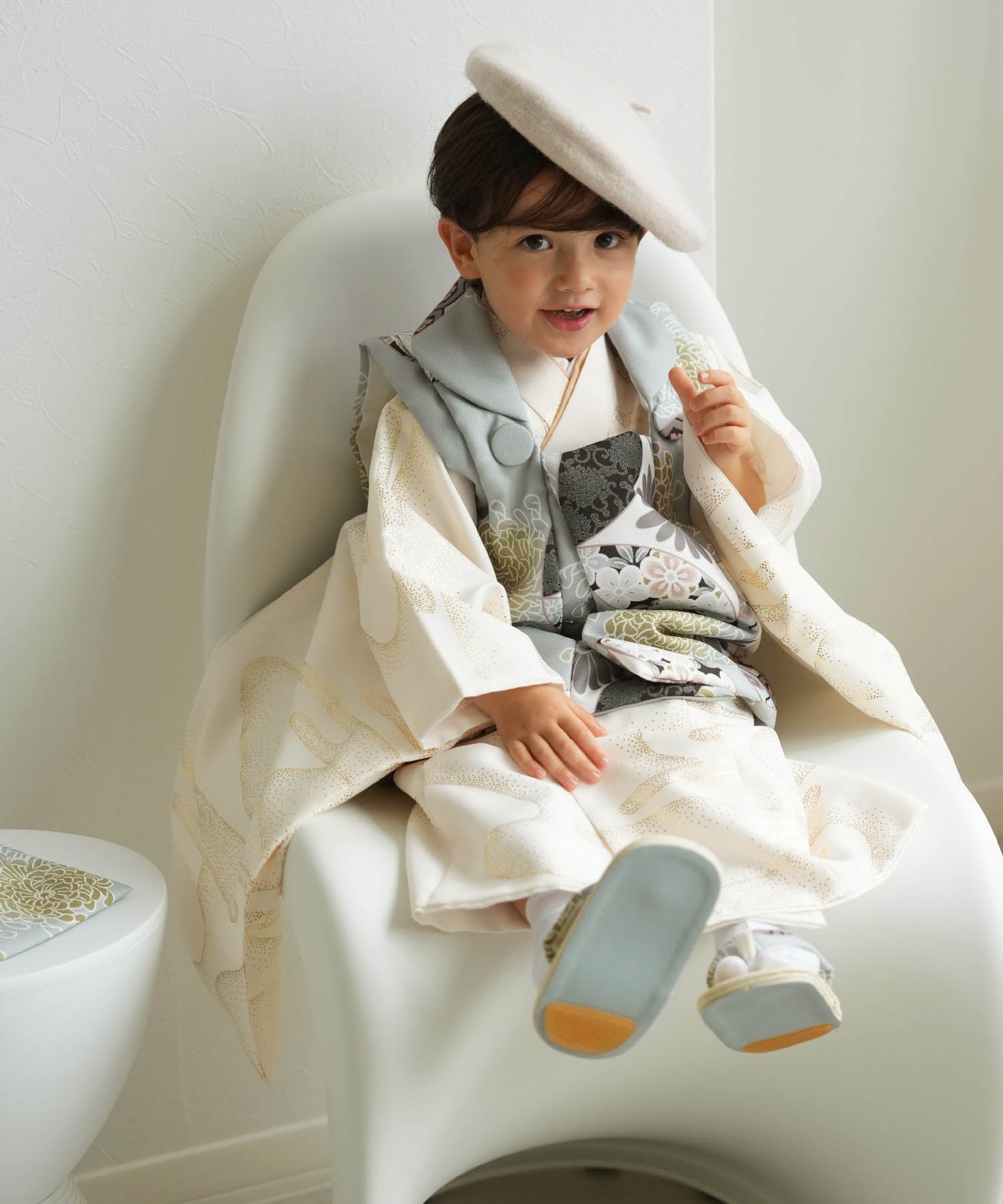 utatane｜ひよこ商店 七五三 着物 3歳 男の子 被布セット ミント七宝