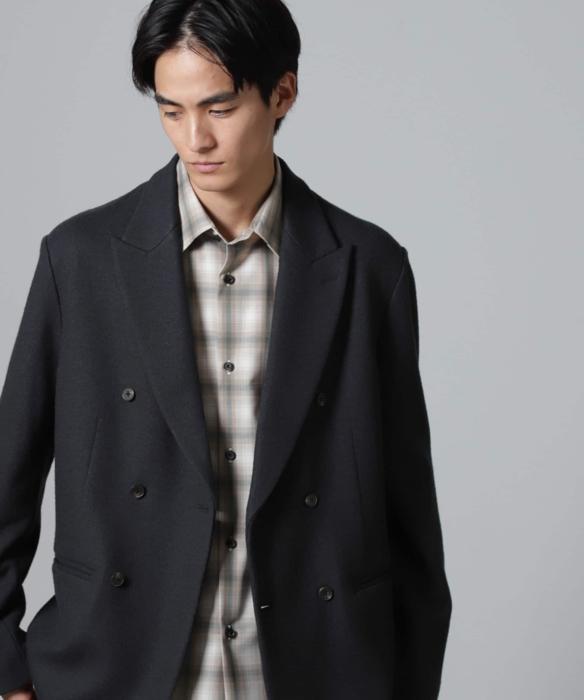 NANO universe｜「100%ウール」ピークドラペルダブルジャケット