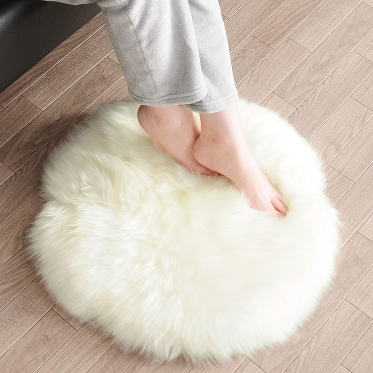 楽天市場】ムートン ラグ 円形 丸型 座布団 チェアマット チェアラグ