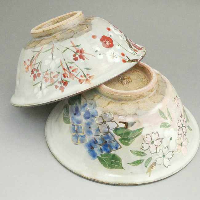 楽天市場】京焼 清水焼 四季草花夫婦茶碗 俊山 : 京焼清水焼専門店 松韻堂