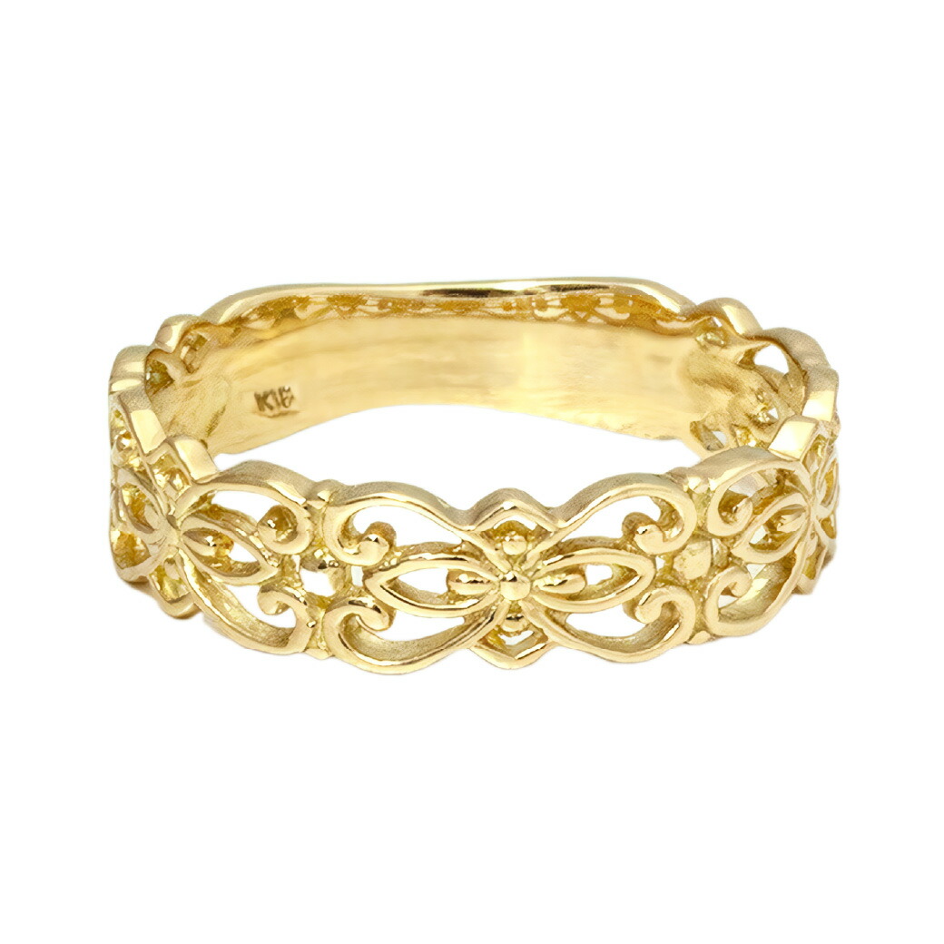 楽天市場】K18 K10 レース リング Crochet クロシェ 地金リング