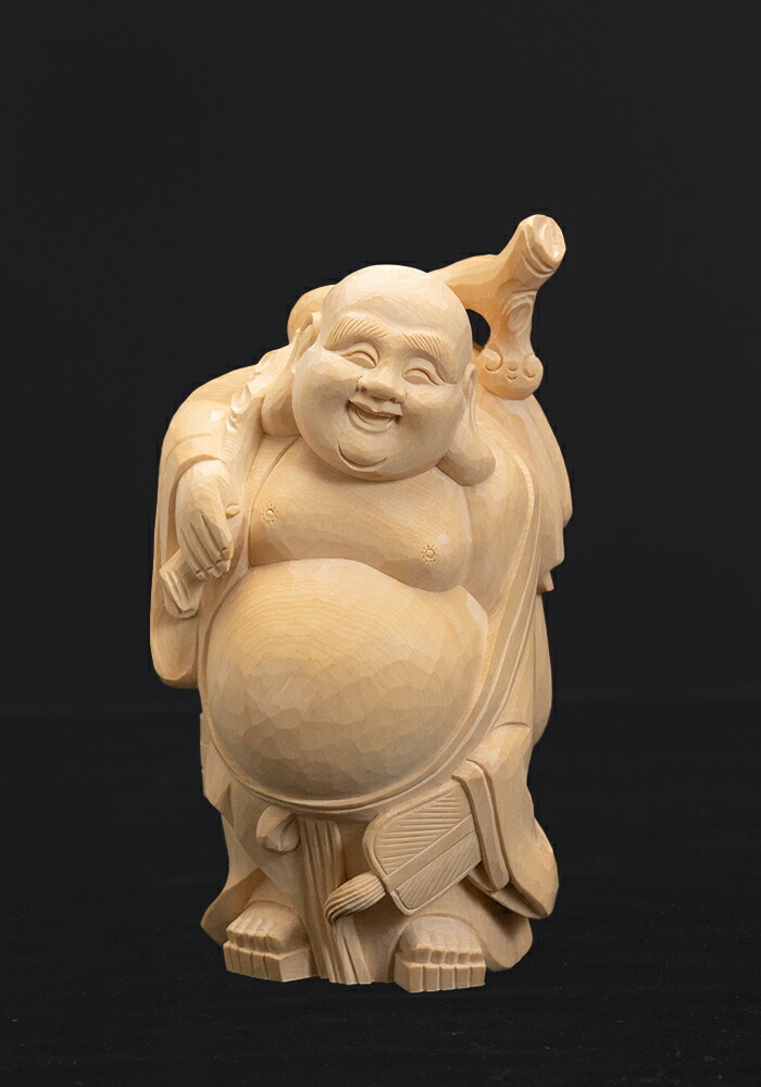 楽天市場】【総高21cm】布袋様 木彫り 置物 仕様：無垢 / 素材：桧