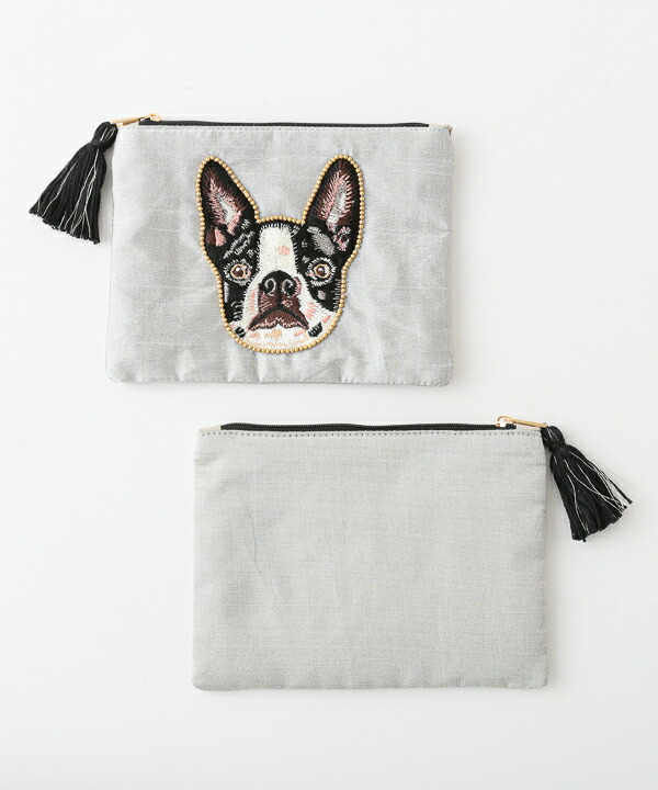 楽天市場】【3柄展開】ドッグ刺繍ポーチ フレンチブルドッグ ビーグル