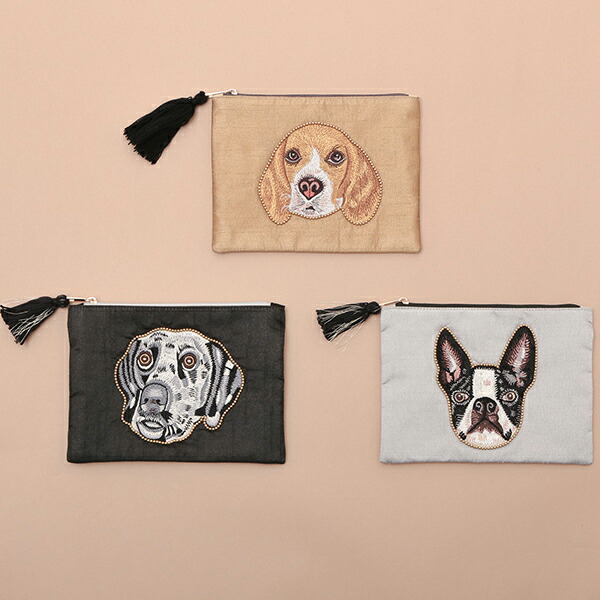 楽天市場】【3柄展開】ドッグ刺繍ポーチ フレンチブルドッグ ビーグル