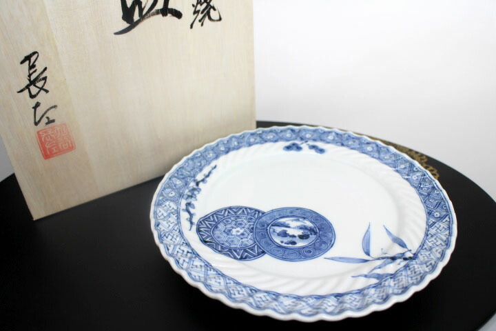 楽天市場】九谷焼 7号皿 小紋双輪松竹梅/山本長左（宮内庁御用窯）繊細