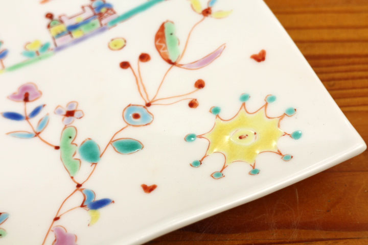 楽天市場】九谷焼 7号波角皿 街のバス/銀舟窯＜送料無料＞和食器 盛皿