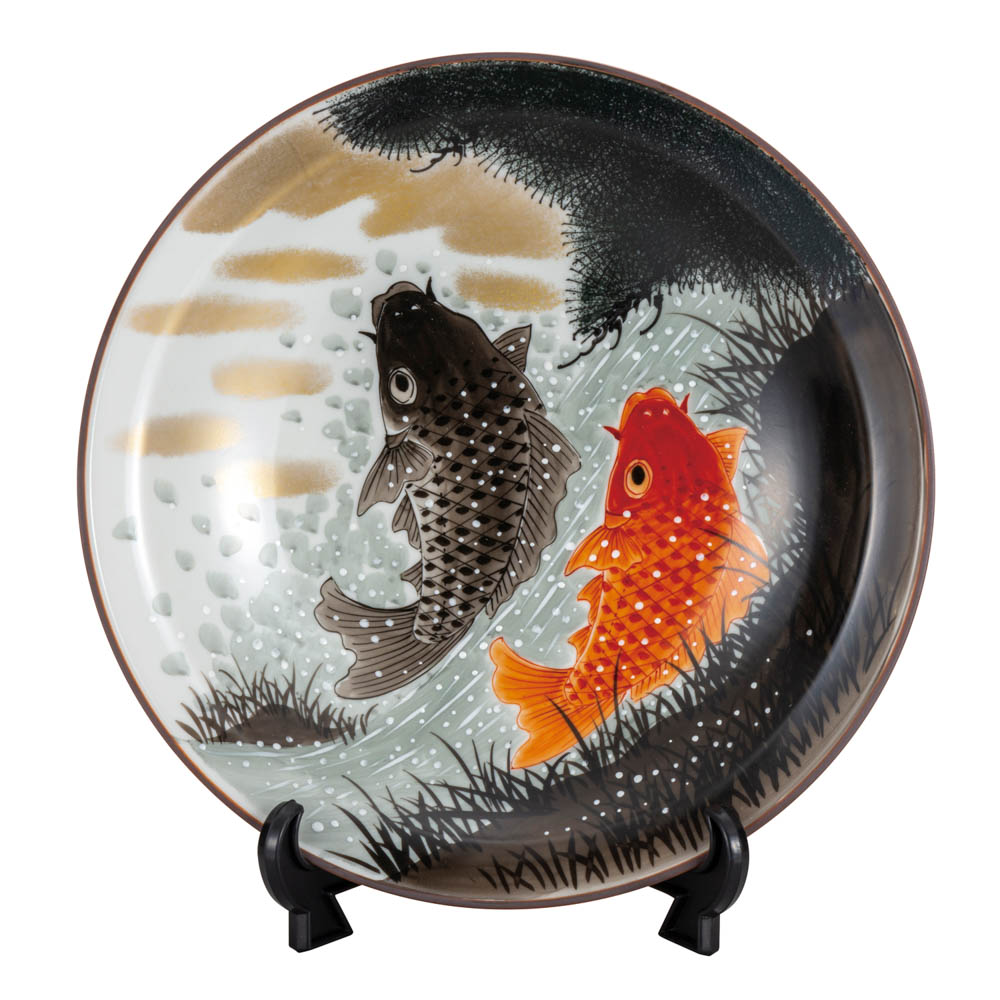 楽天市場】九谷焼 10号飾皿 鯉の滝登り（皿立付） / 福田良則 ＜送料