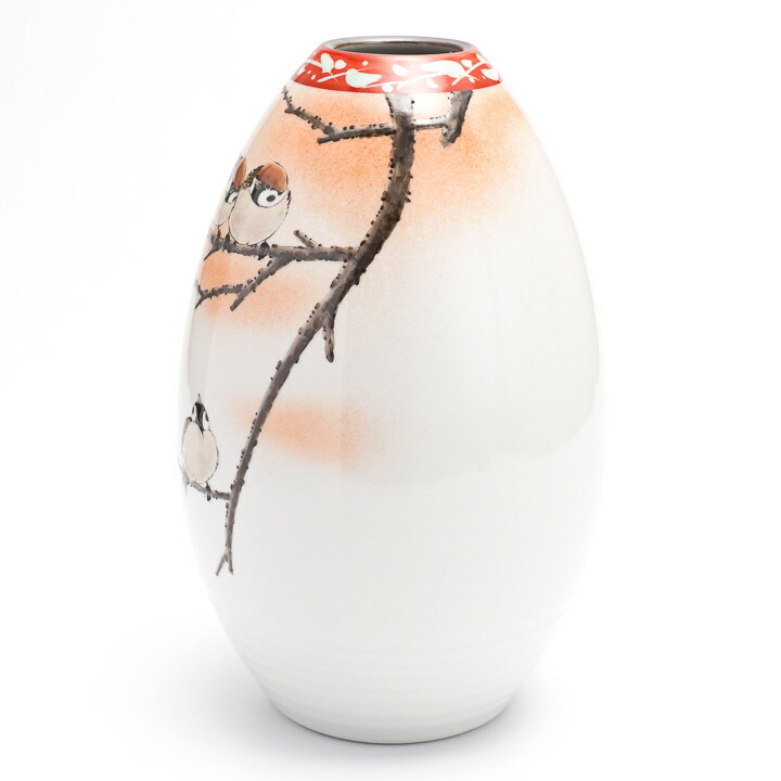 楽天市場】九谷焼 花器 砲弾型大 群雀図 / 中村陶志人 ＜送料無料