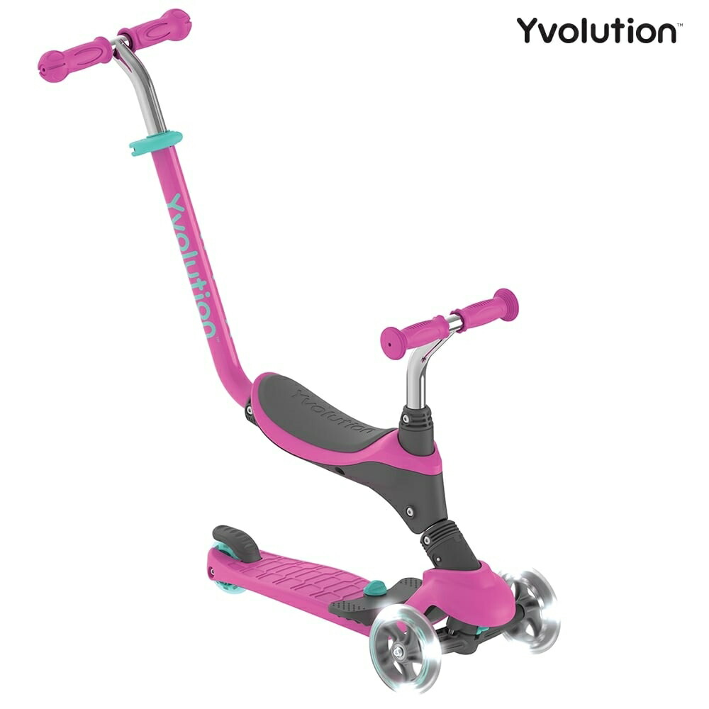 楽天市場】YVOLUTION YGLIDER 3in1 キックスクーター ピンク ハンドル