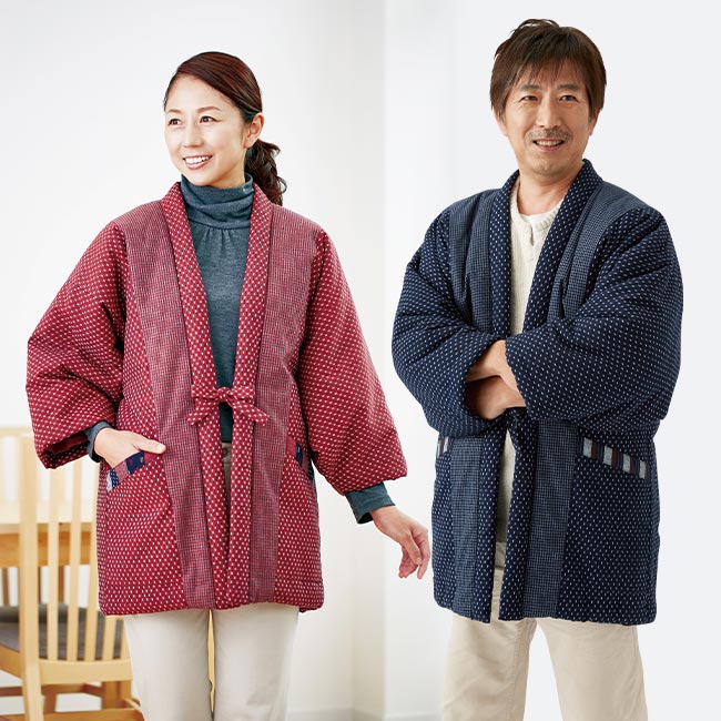 楽天市場】久留米織 わた入り あったか はんてん - 中綿 半纏 上着