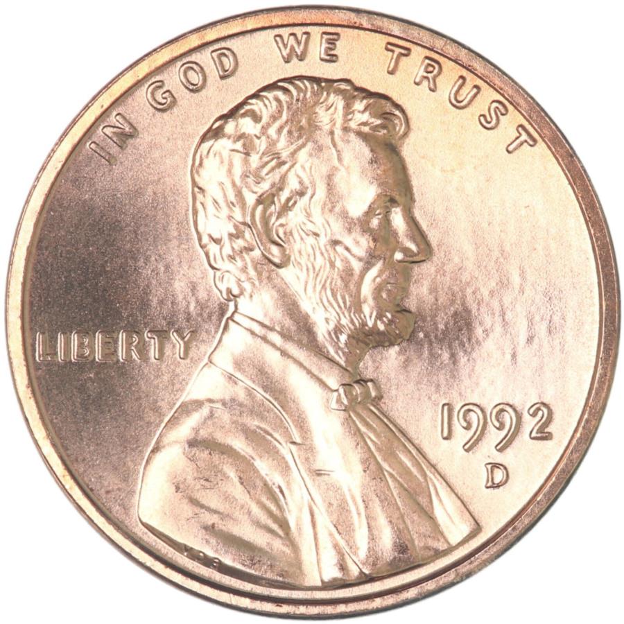 1992-D 1C RD リンカーン メモリアル 1セント