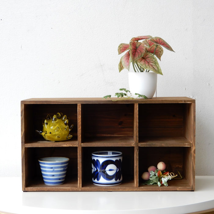 楽天市場】シェルフ ウッド ラック 杉古材 棚 6マス 小物展示 店舗什器