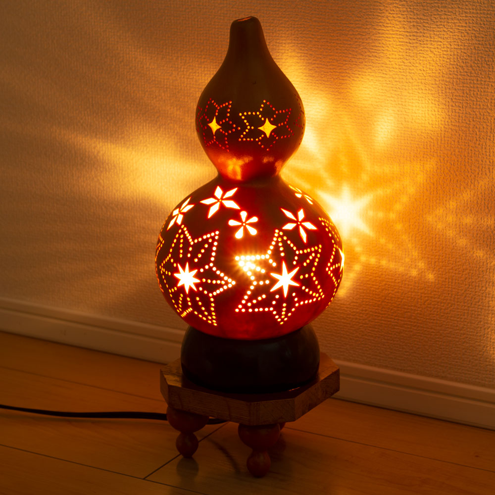 楽天市場】上州瓢箪 行灯 ランプシェード013 麻の葉小花紋 高さ36cm