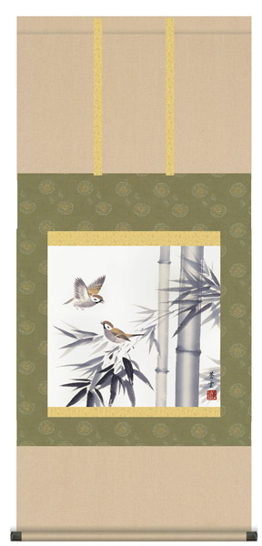 楽天市場】竹に雀 掛軸 : 襖（ふすま）・掛け軸屋 和紙苑