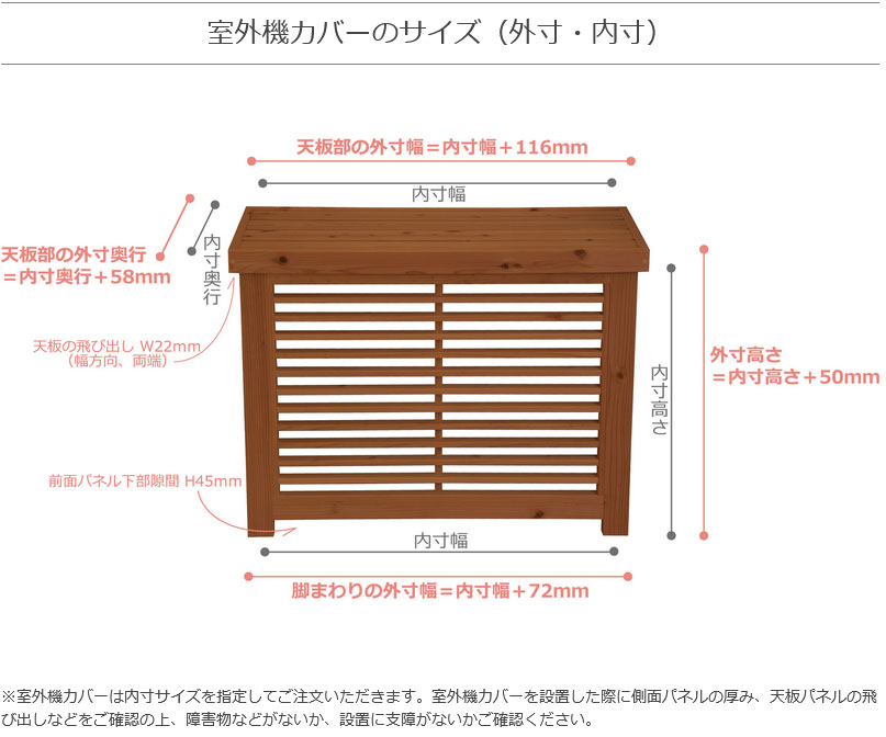 楽天市場】室外機カバー◇国産杉 デザイン：横格子/縦格子/格子B/斜め