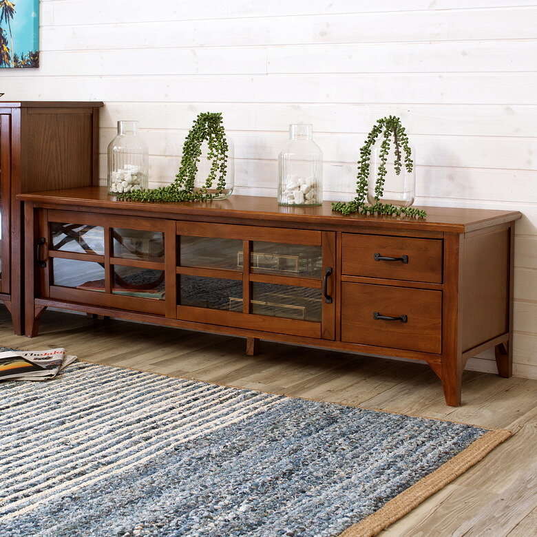 楽天市場】ローボード テレビ台 ワイド 木製 引き出し ガラス扉 幅