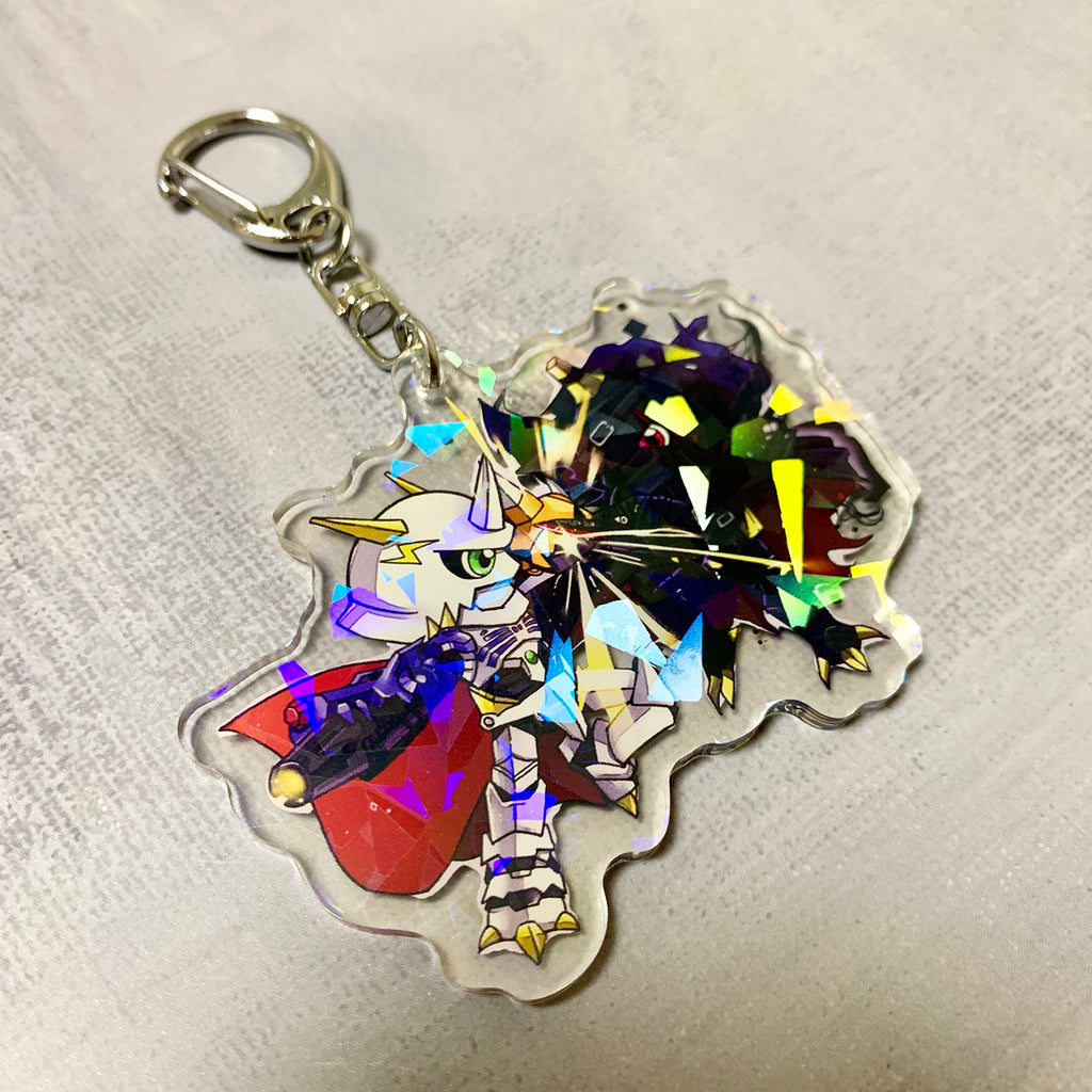 Omnimon vs Zwart Defeat Chibi Acrylic Keychain – Usagi Draws