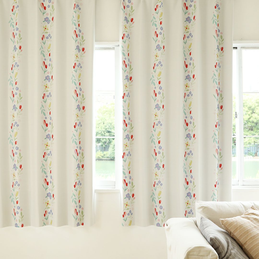 レトロフラワー】【cute style】 洗濯可 花柄 レトロ柄 ドレープ