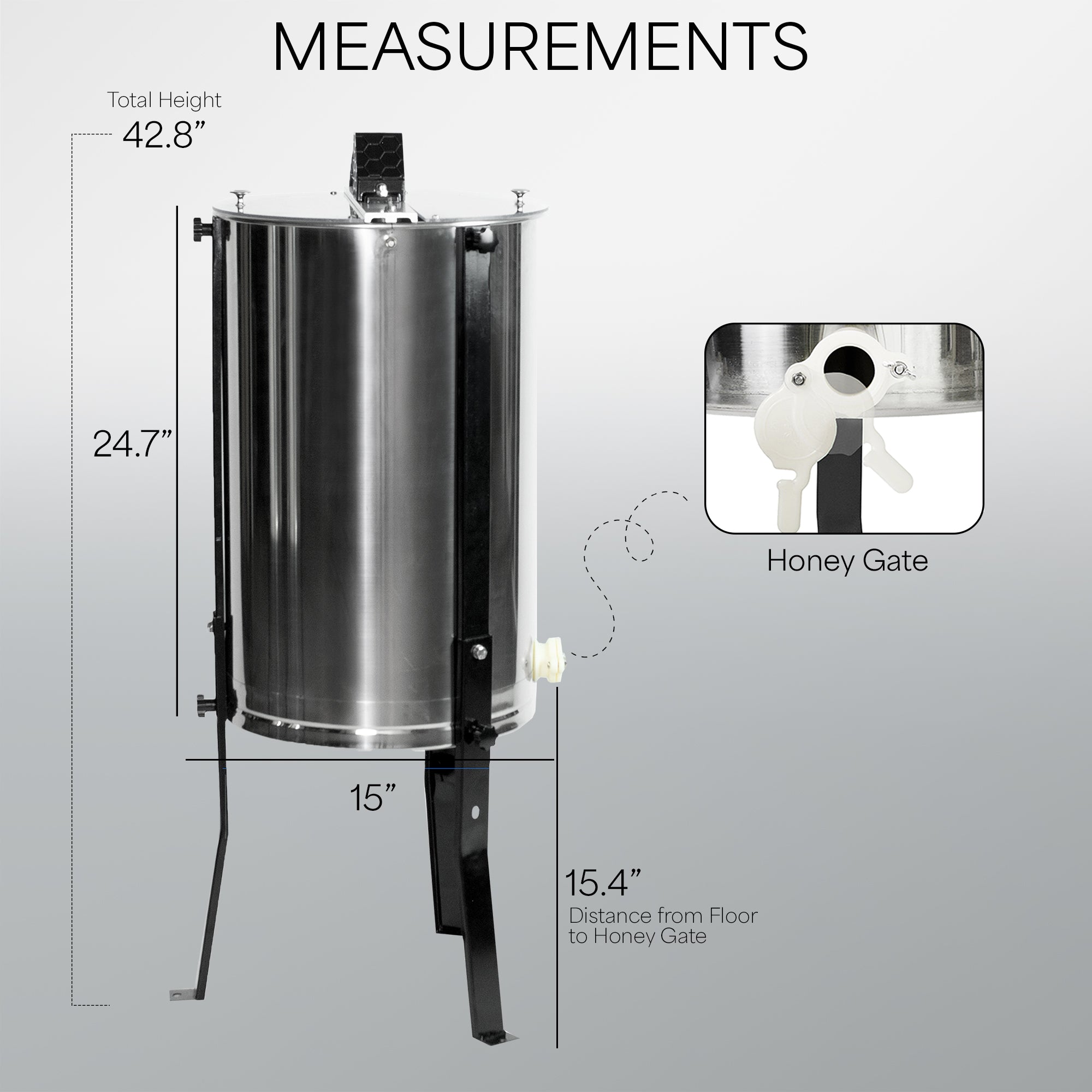 Three Frame Stainless Steel Honey Extractor – VIVO - desk