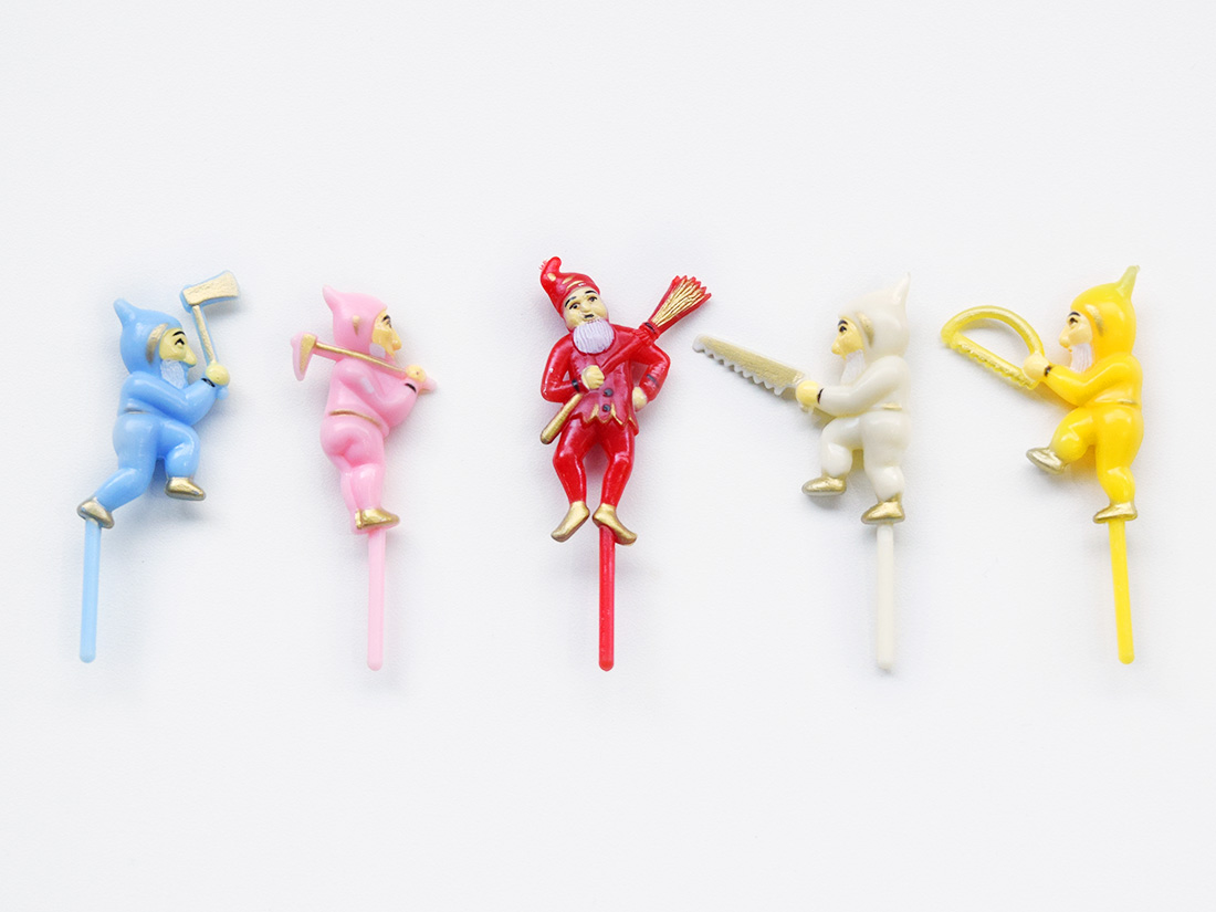 森の小人 5色セット | クリスマスのケーキピック・ケーキトッパー | お