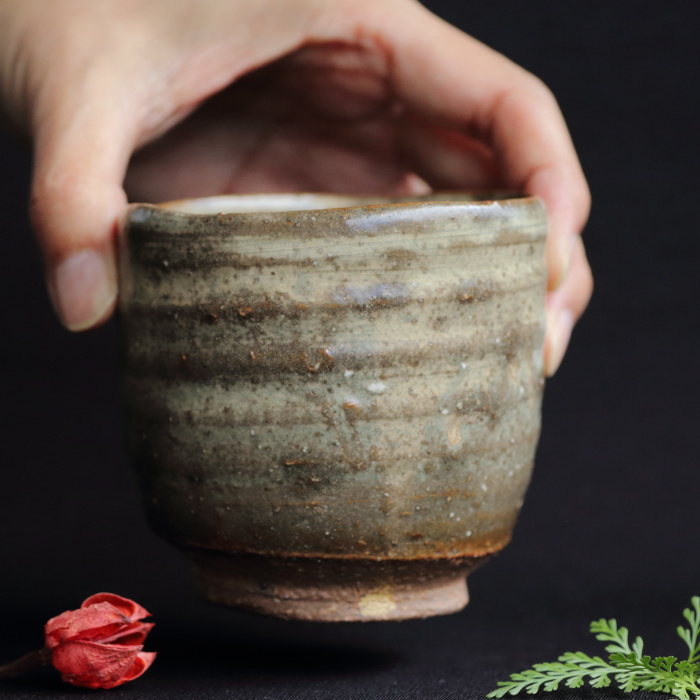 平野祐一 まだら釉湯呑 穴窯焼成 常滑焼茶器 作家もの日本茶中国茶用