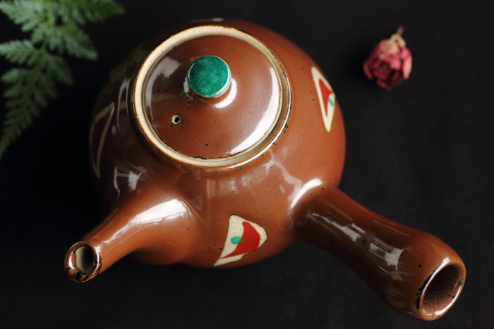 濱田友緒 柿釉赤絵急須大 満容量450ml 登窯焼成 作家もの益子焼茶器