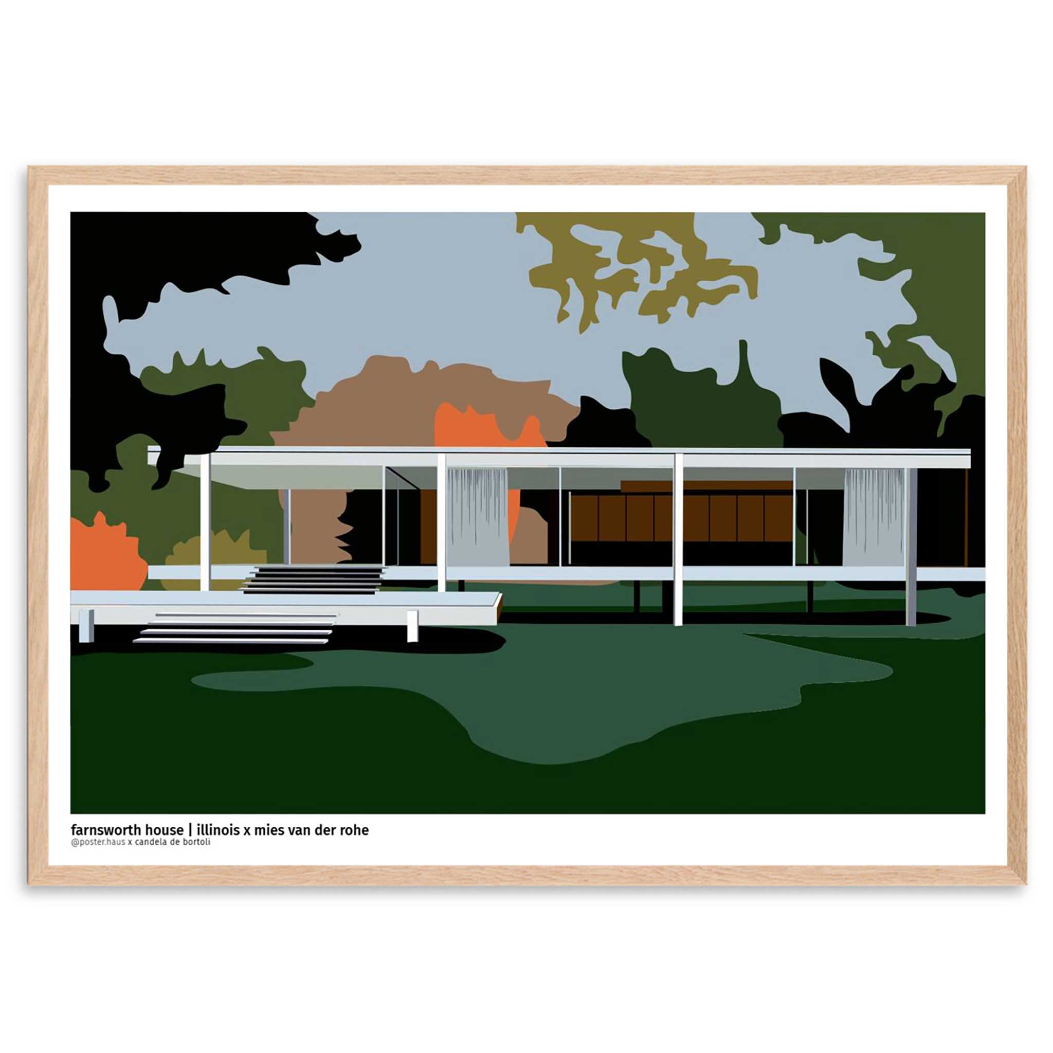 Poster & Frame アートポスター 50×70cm Farnsworth house-Day – CHLOROS