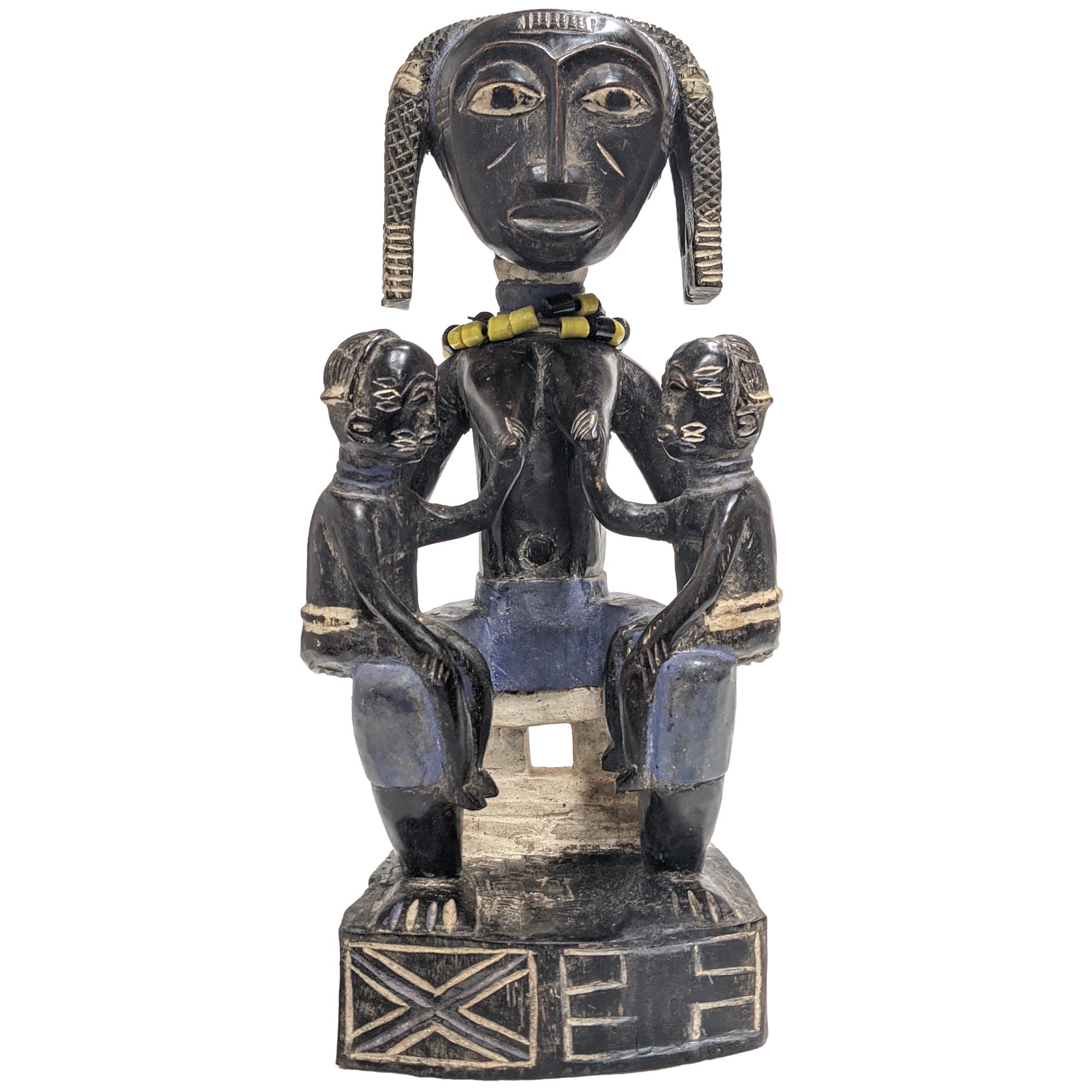 アチェ族母子彫像 高さ49cm アフリカンアート 木彫刻 (f340-17