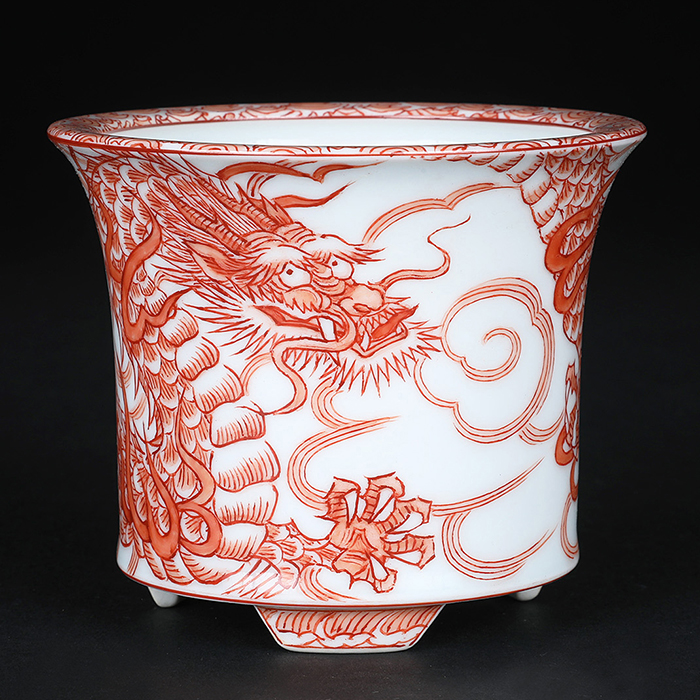 京師五山赤絵龍図丸鉢 | 盆栽、盆栽書籍、盆栽鉢の通販│近代出版