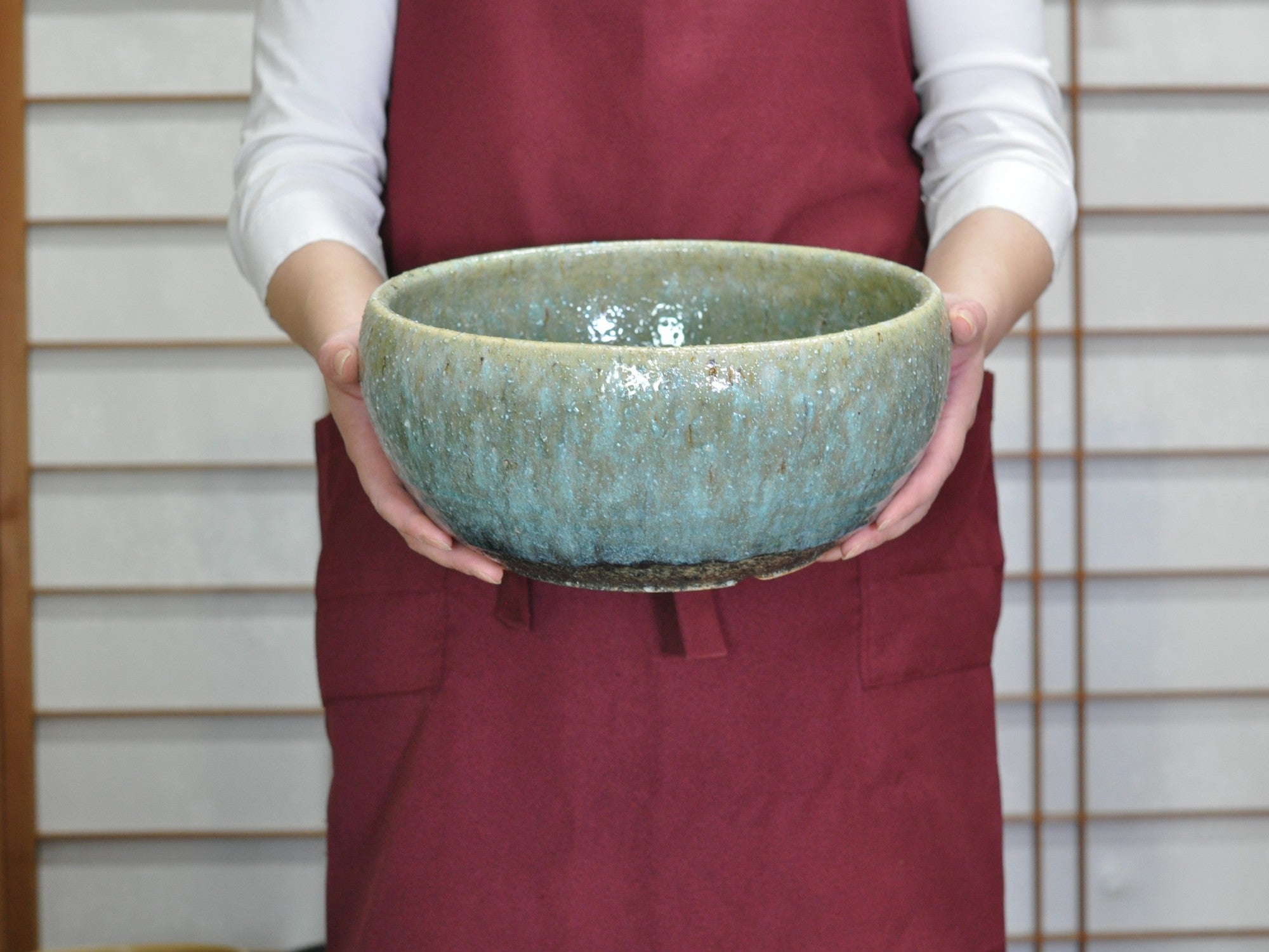 信楽焼 緑釉中深丸鉢 10号 幅28cm×高さ12.5cmの販売｜盆栽妙 – 盆栽妙 本店