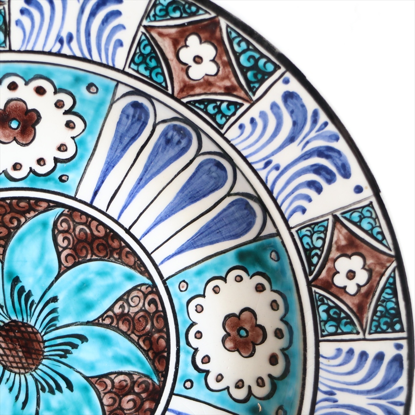 手書き絵皿 トルコ ミュージアムピーストルコブルーの花 / ガラタバザール