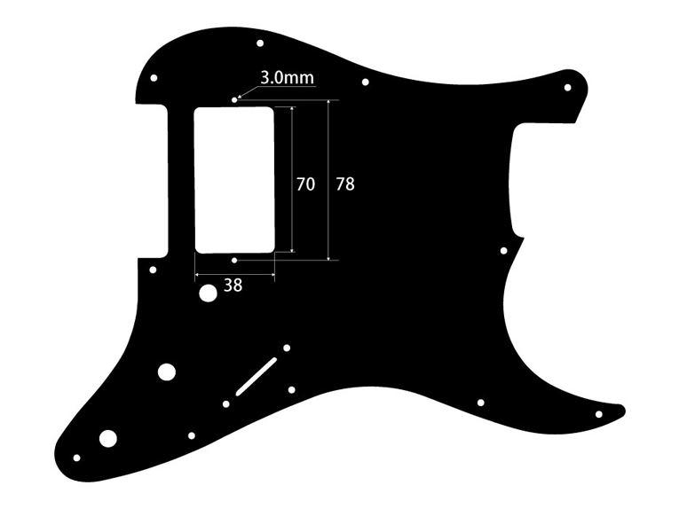 ピックガード ストラトタイプ 3PU穴加工済 黒1P通販｜ギターワークス