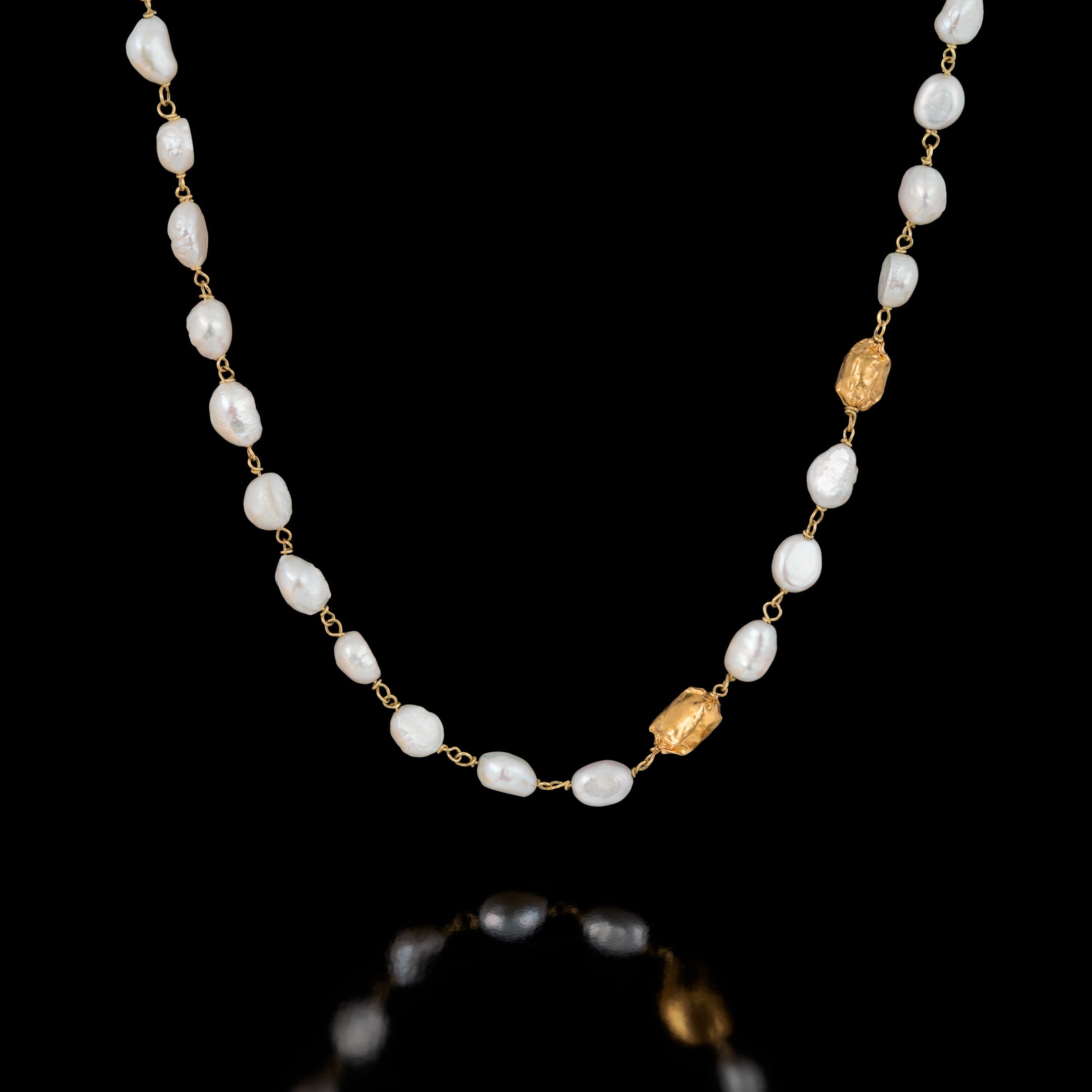Pearls and 24K Gold Necklace - Gzahav