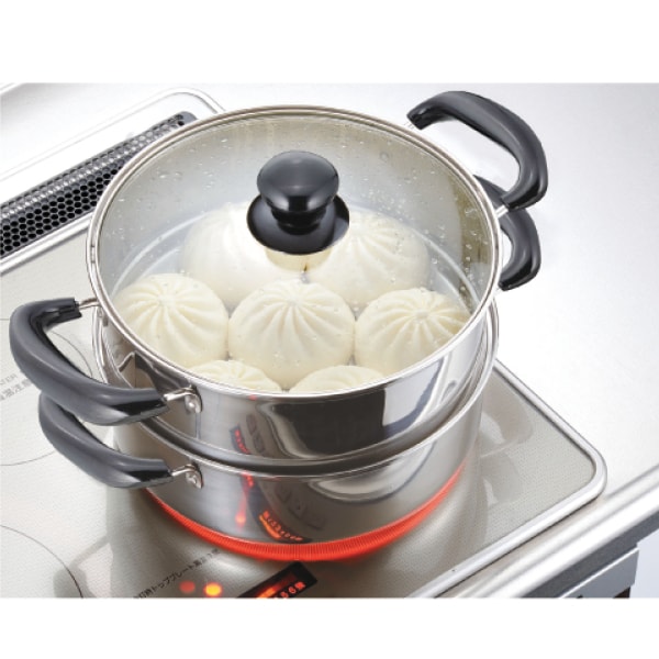 IH対応ステンレス2段蒸し器26cm: キッチン／はぴねすくらぶ