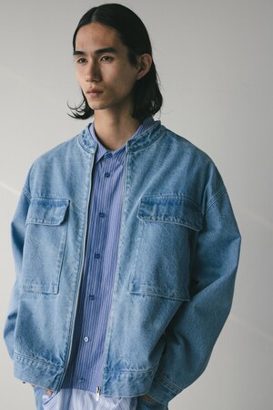 STYLEMIXER | ノーカラーデニムジャケット (デニムジャケット ) |SHEL