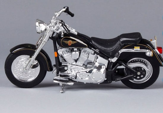 Black Diecast Harley Davidson FLSTF Fat Boy 1:18 Scale [MT1T032