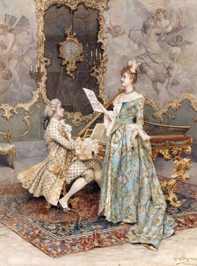 fu-collection】 ヨーロッパ名画 ロココ調 貴族額絵 A2 トップモチーフ