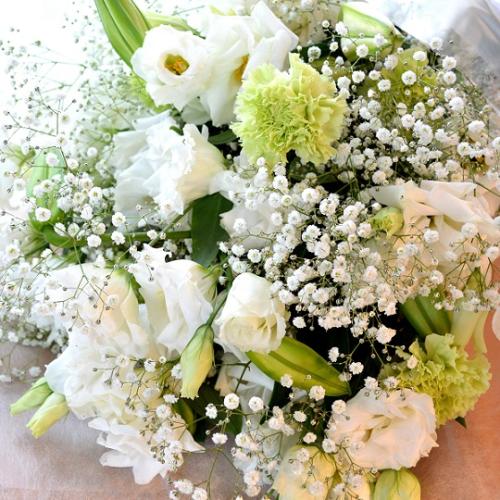 お供え用 ブーケ WhiteLove （トルコキキョウの花束） 白系 お供え